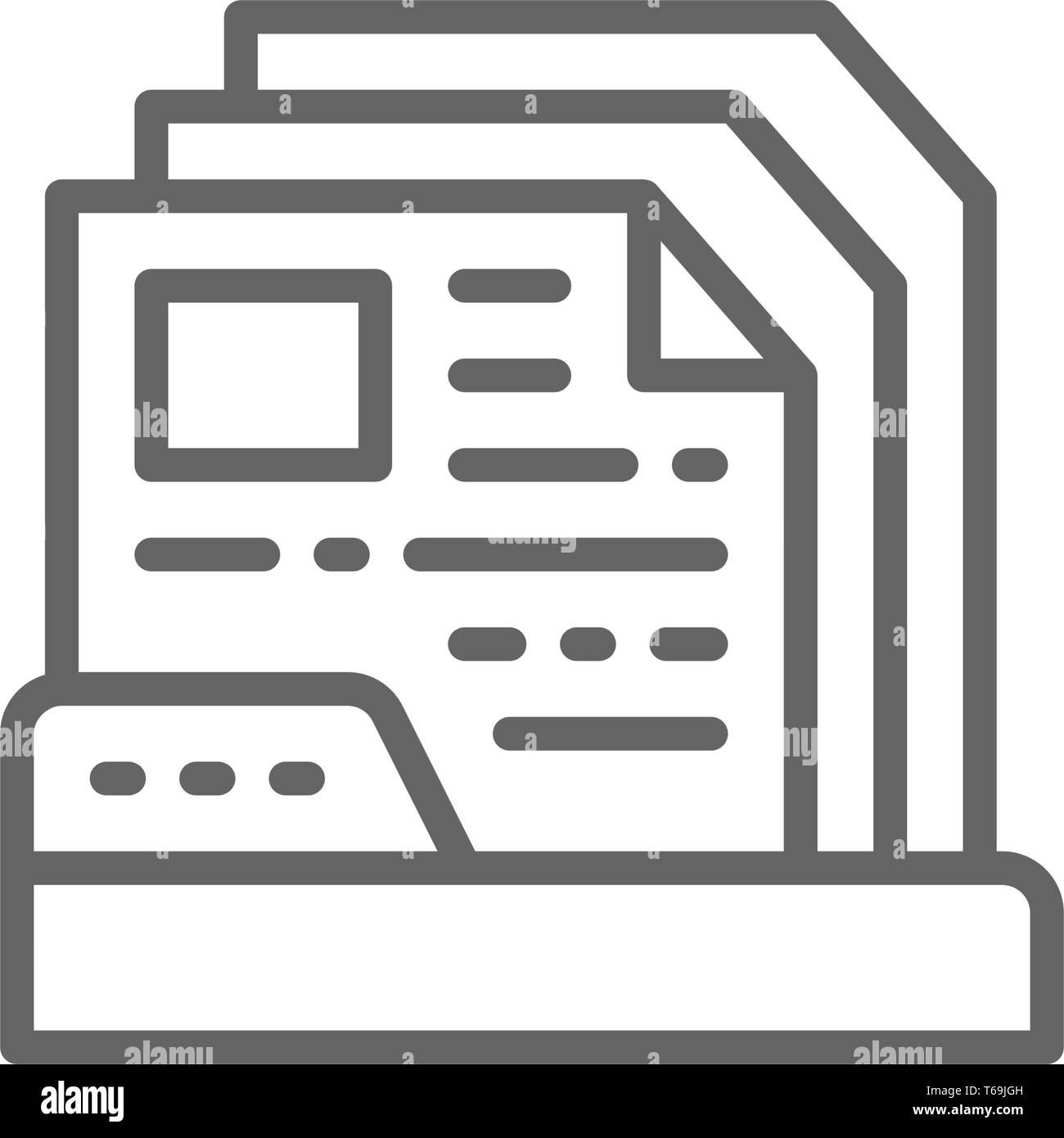 Files in folder line icon. Isolated on white background Stock Vector