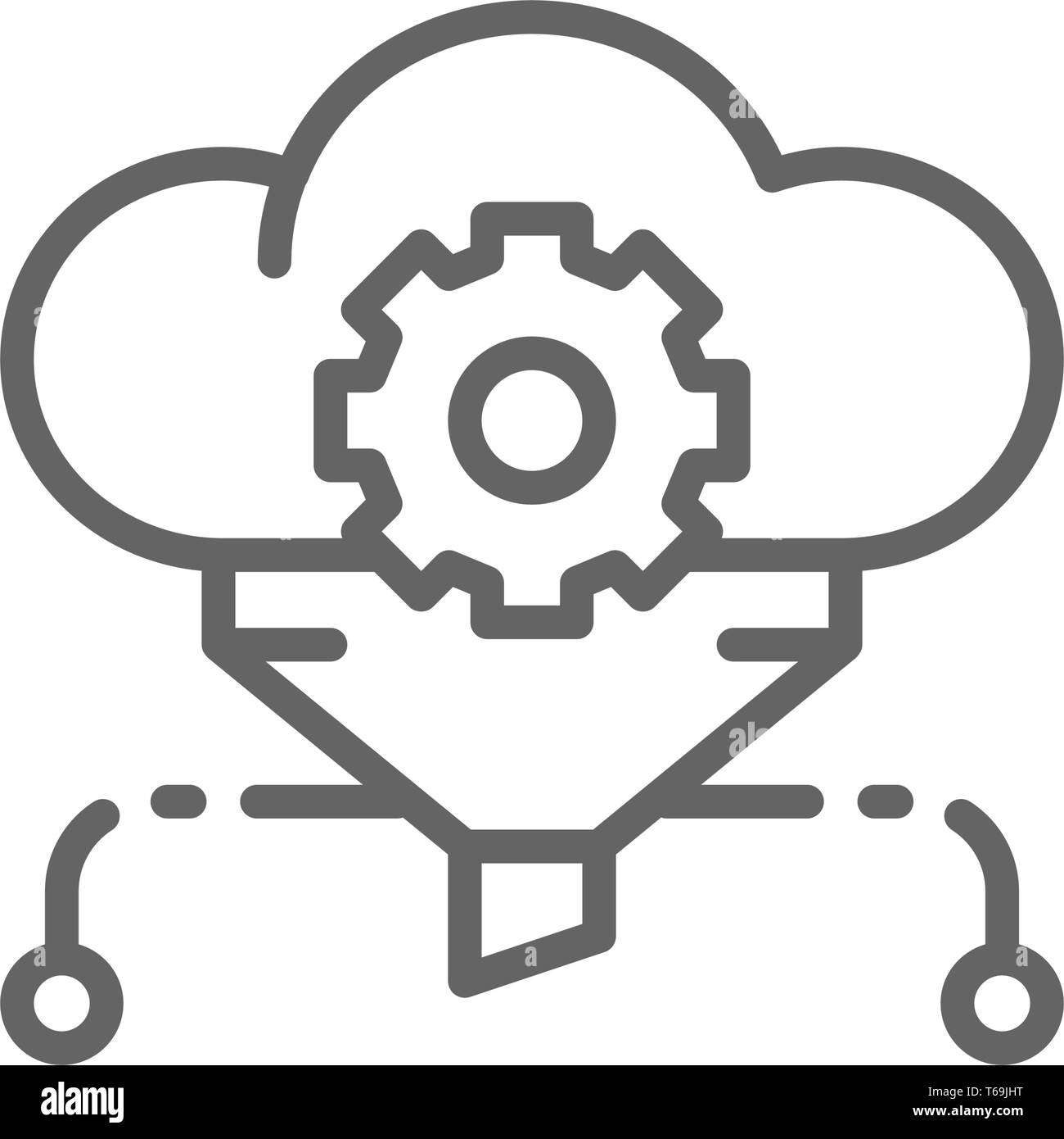 Cloud filter, big data, service database line icon. Stock Vector