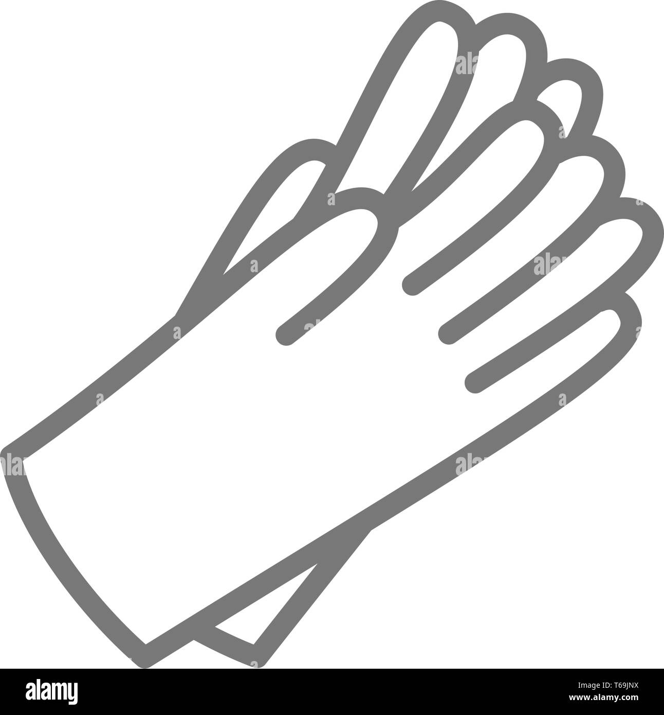 Protective rubber gloves line icon. Stock Vector