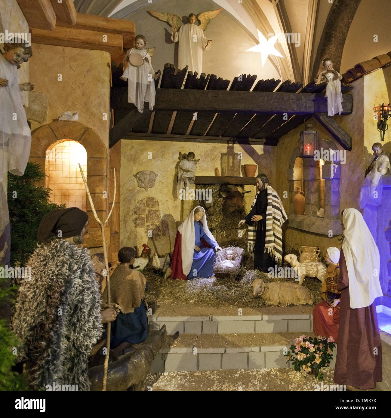 crib, Aachen Cathedral, UNESCO World Heritage Site, Aachen, North Rhine-Westphalia, Germany, Europe Stock Photo