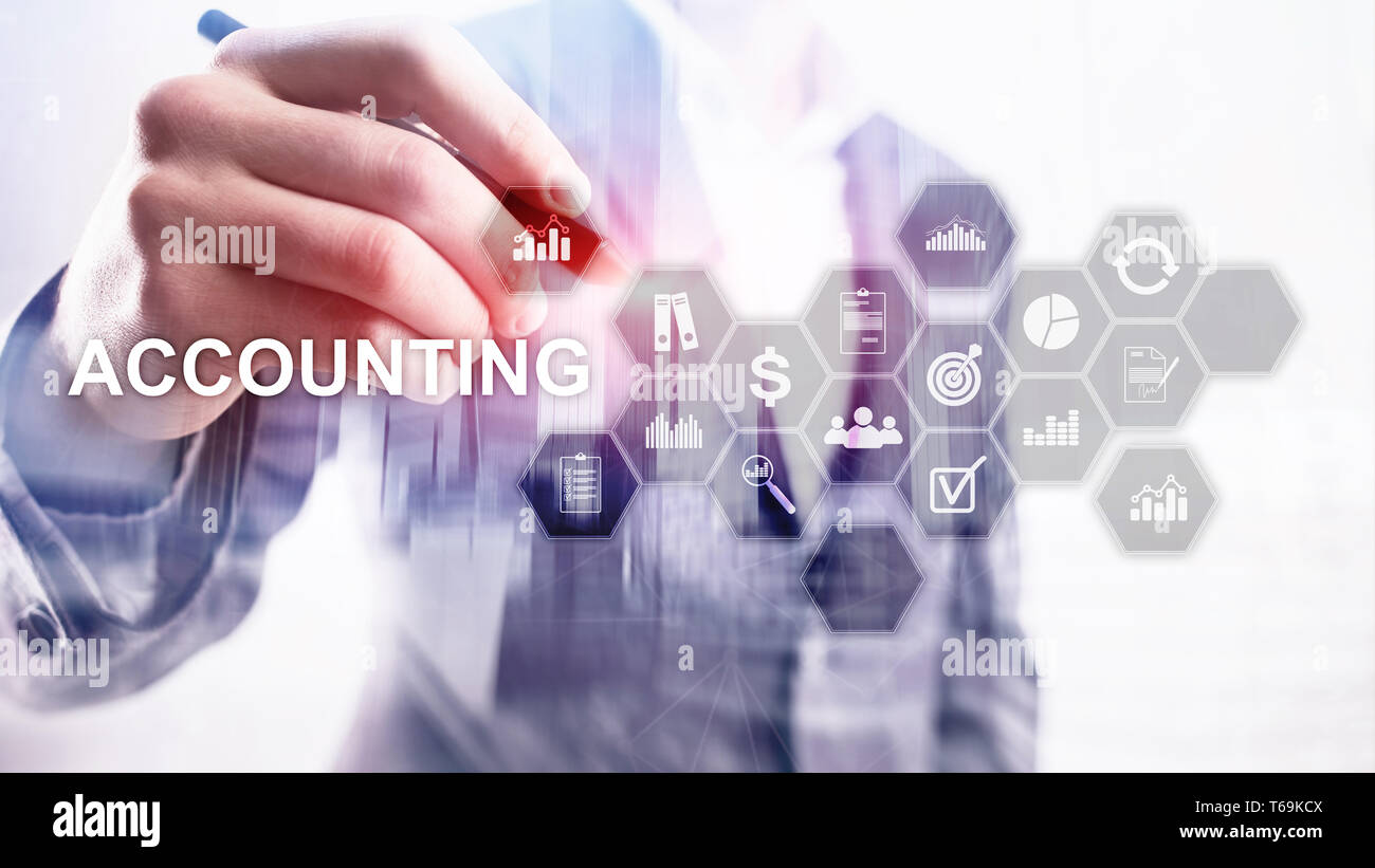 Accounting, Business and finance concept on virtual screen. Stock Photo