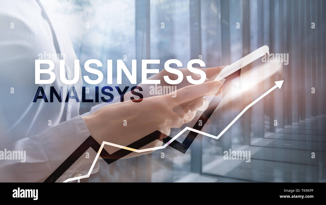 Business analysis diagrams and graphs on virtual screen. Financial and ...