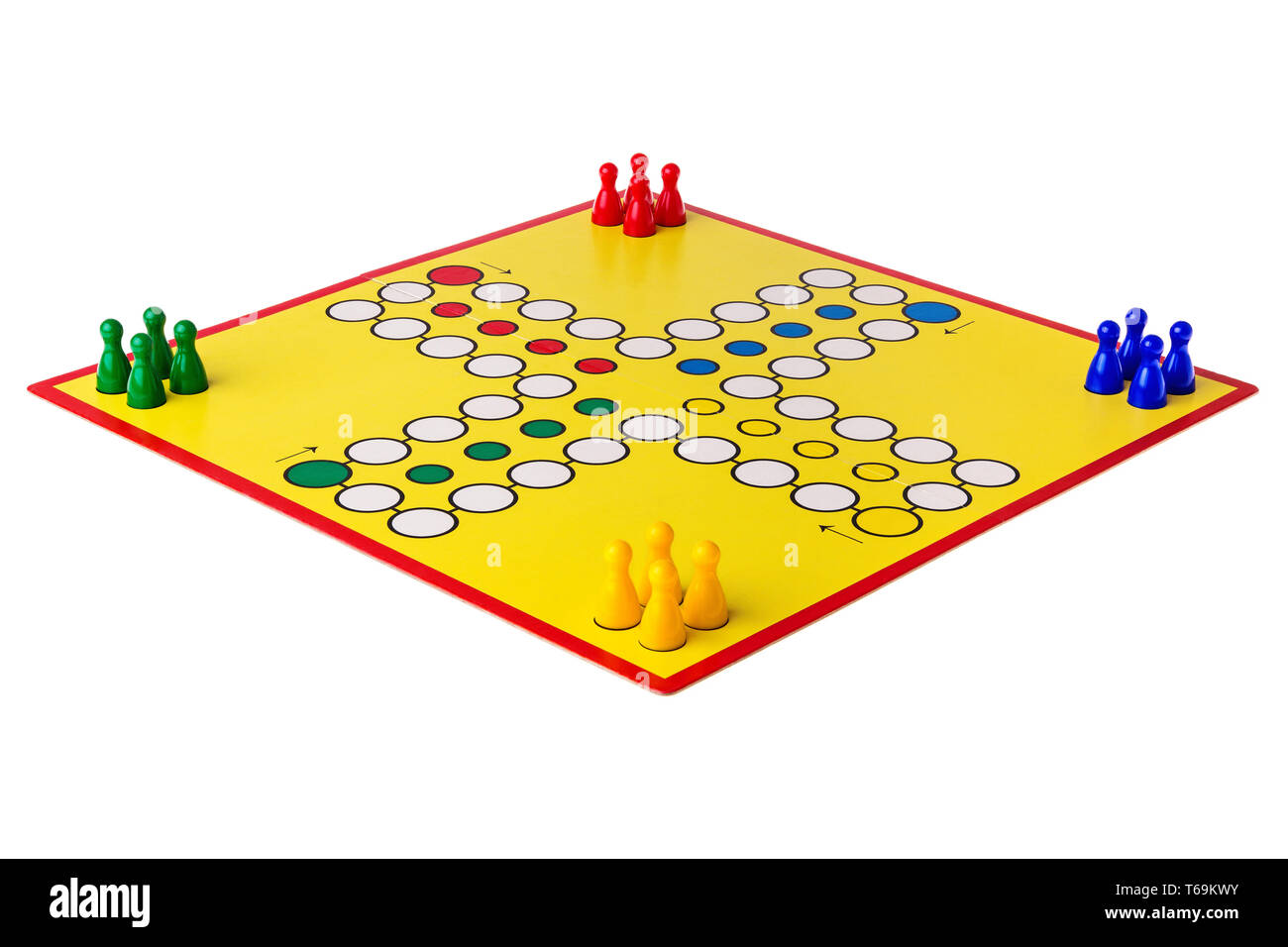 Ludo boardgame arranged on a white background Stock Photo - Alamy