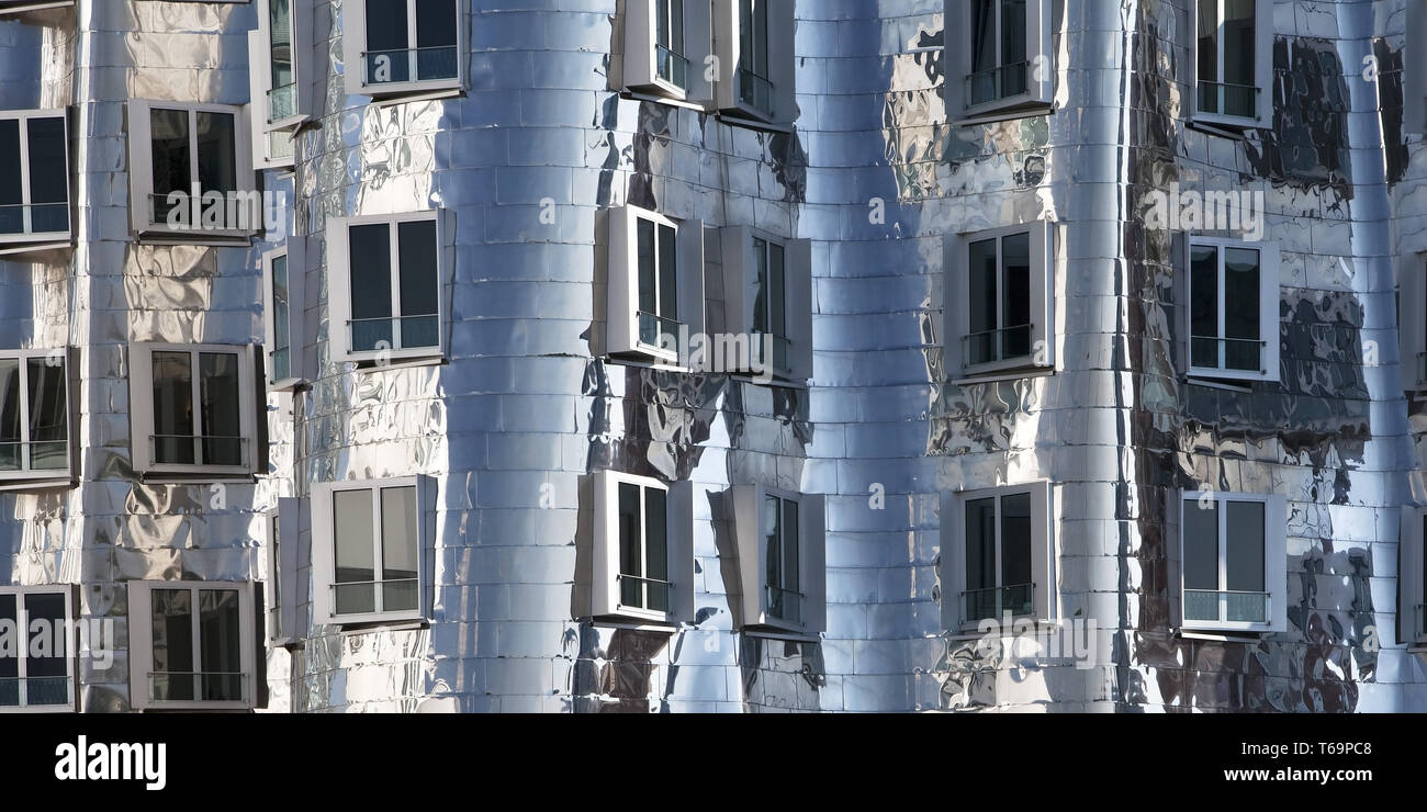 Detailed view Gehry building B, Neuer Zollhof, Duesseldorf, North Rhine-Westphalia, Germany Stock Photo