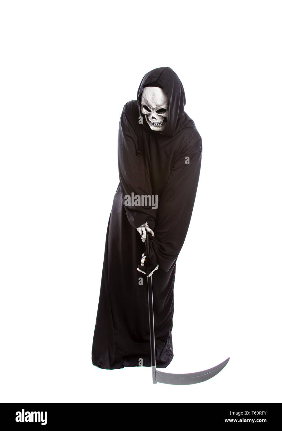 Person dressed in grim reaper or death ghost Halloween costume ...