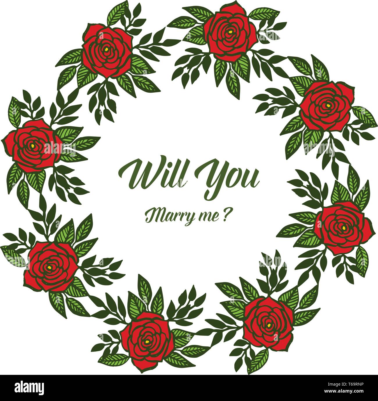 Vector illustration crowd of red rose flower frames blooms for ...