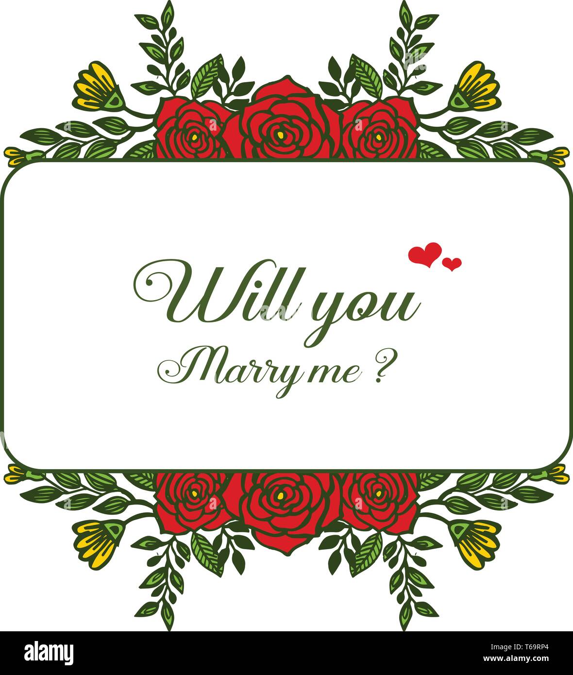 Vector illustration crowd of red rose flower frames blooms for ...