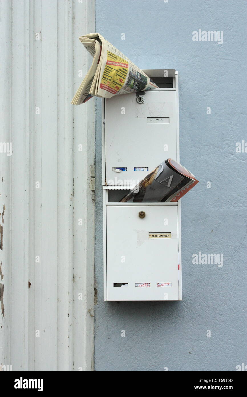 Mailbox with newspaper Stock Photo Alamy