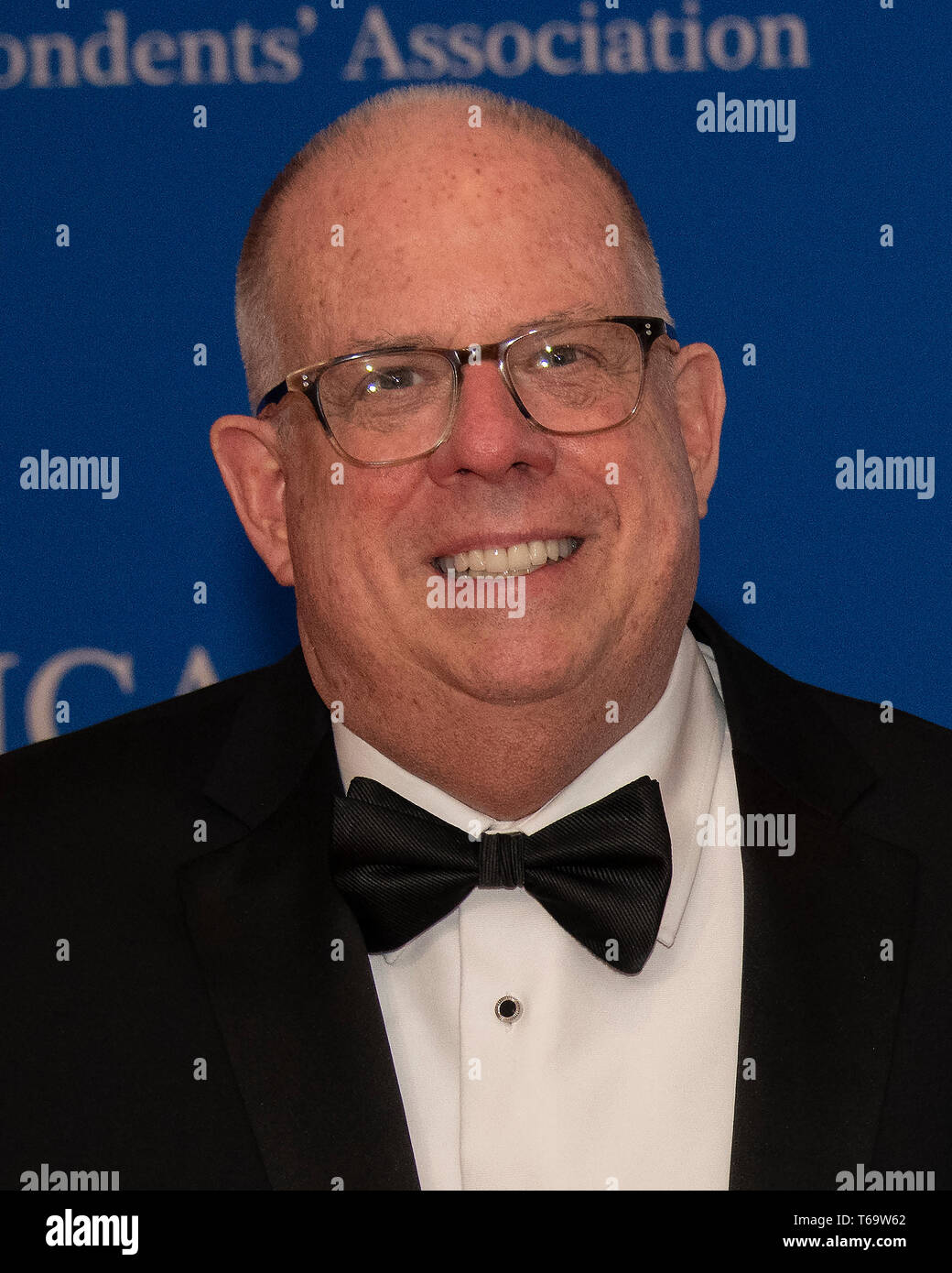 Governor Larry Hogan (Republican of Maryland) arrives for the 2019 White House Correspondents Association Annual Dinner at the Washington Hilton Hotel on Saturday, April 27, 2019. Credit: Ron Sachs/CNP (RESTRICTION: NO New York or New Jersey Newspapers or newspapers within a 75 mile radius of New York City) | usage worldwide Stock Photo