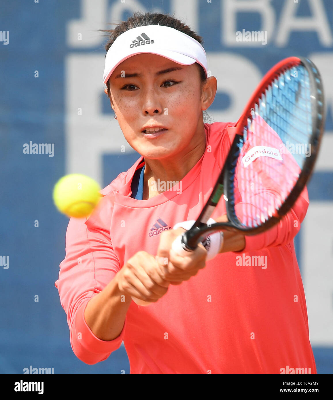 Prague, Czech Republic. 30th Apr, 2019. Tennis player Wang Qiang (China) is seen during match against Margarita Gasparyan (Russia) within the 1st round of the J&T Banka Prague Open, on April 30, 2019, in Prague, Czech Republic. Credit: Ondrej Deml/CTK Photo/Alamy Live News Stock Photo