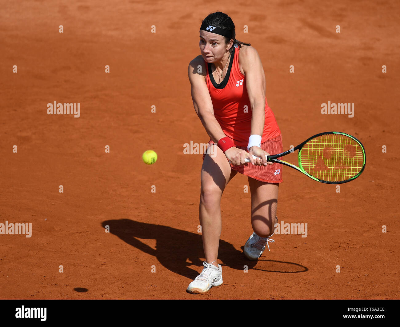 Prague, Czech Republic. 30th Apr, 2019. Tennis player Anastasija Sevastova  (Latvia) is seen during match against Anastasia Potapova (Russia) within  the 1st round of the J&T Banka Prague Open, on April 30,