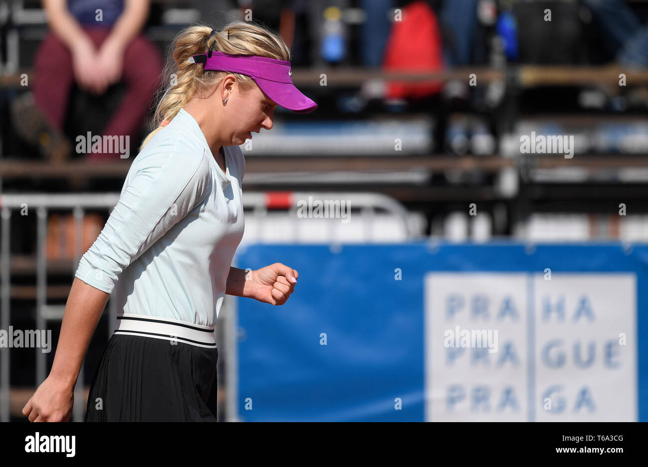 Prague, Czech Republic. 30th Apr, 2019. Tennis player Anastasia Potapova  (Russia) is seen during match against Anastasija Sevastova (Latvia) within  the 1st round of the J&T Banka Prague Open, on April 30,