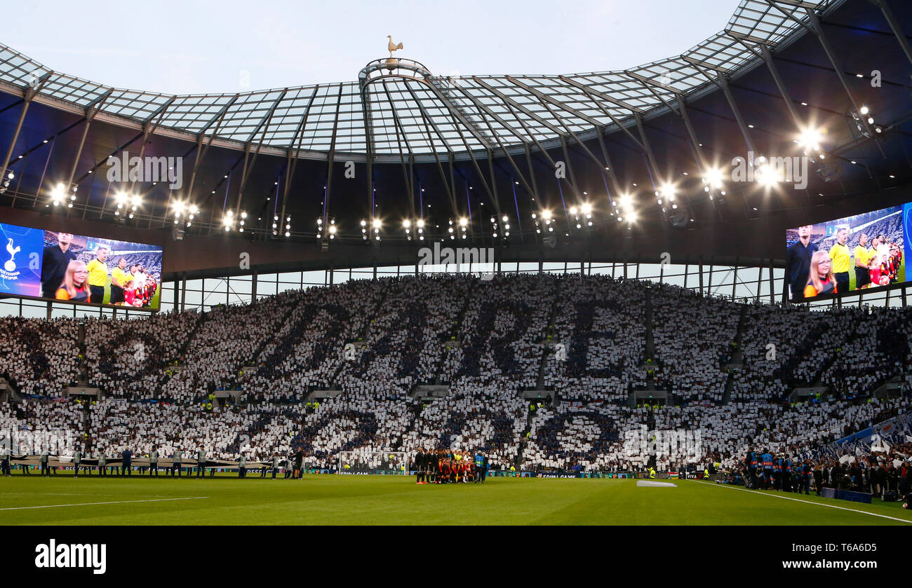 London, United Kingdom. 30th Apr, 2019. South Stand during UEFA Championship League Semi- Final 1st Leg between Tottenham Hotspur and Ajax at Tottenham Hotspur Stadium, London, UK on 30 Apr 2019 Credit: Action Foto Sport/Alamy Live News Stock Photo