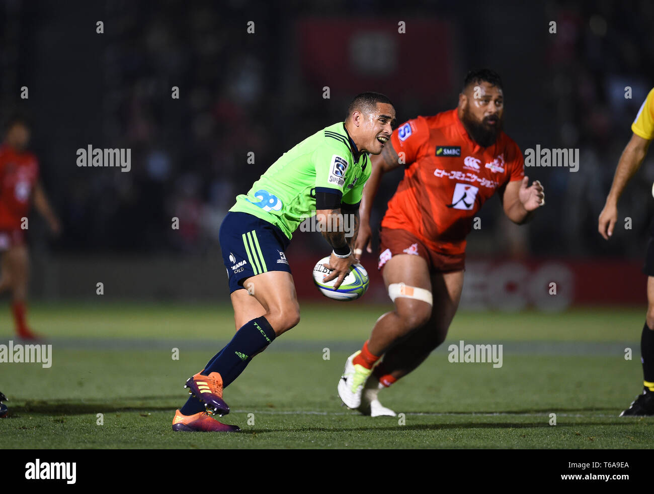 Aaron Smith of Highlanders during the 2019 Super Rugby match between Sunwolves 0-52 Highlanders at Prince Chichibu Memorial Stadium in Tokyo, Japan on April 26, 2019. Credit: AFLO/Alamy Live News Stock Photo