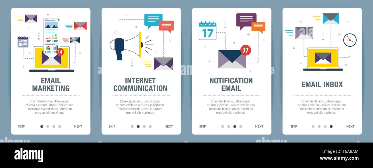 Vector Set Of Vertical Web Banners With Email Marketing Internet