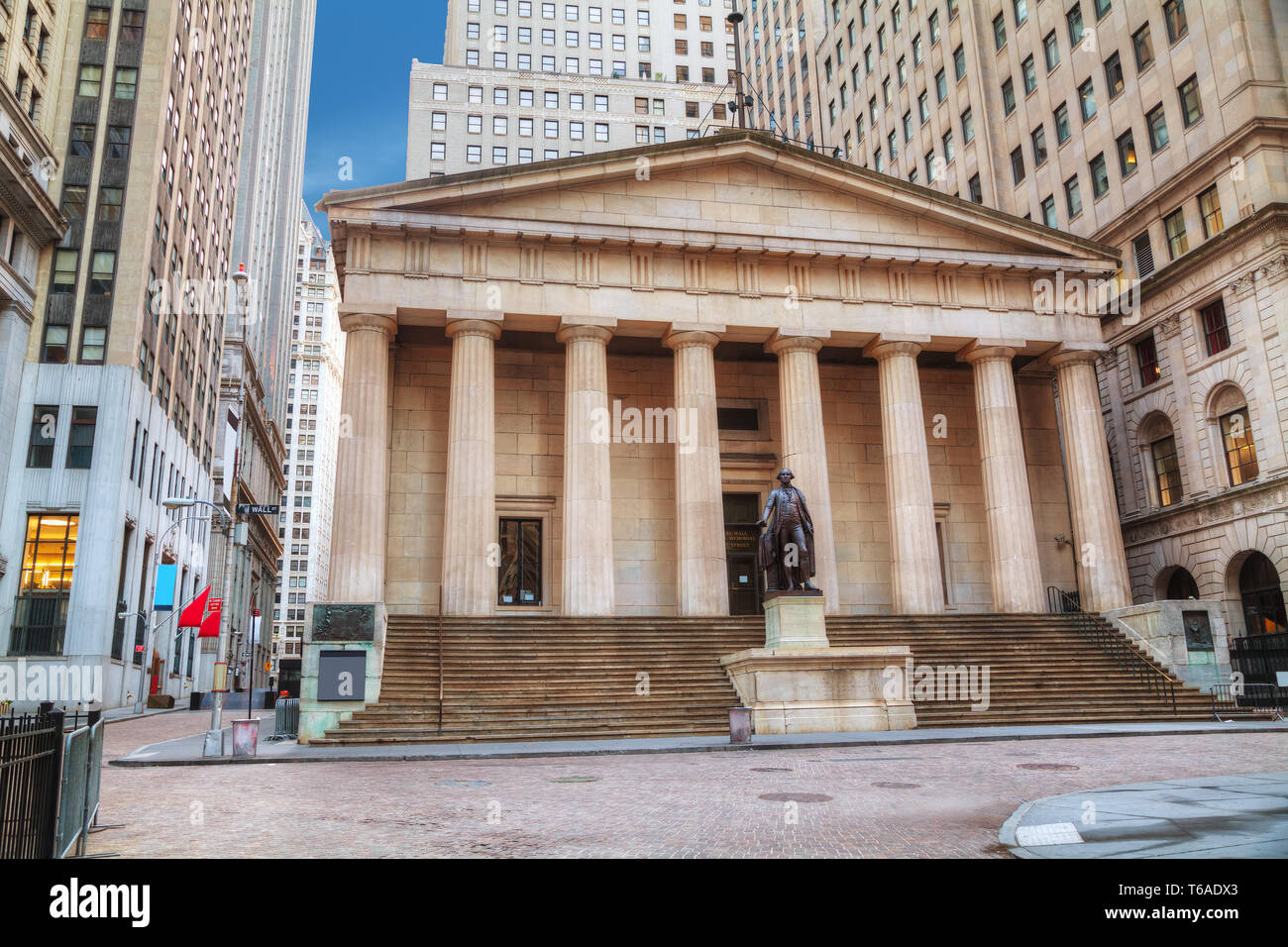 Federal Hall National Memorial on Wall Street in New York Stock Photo
