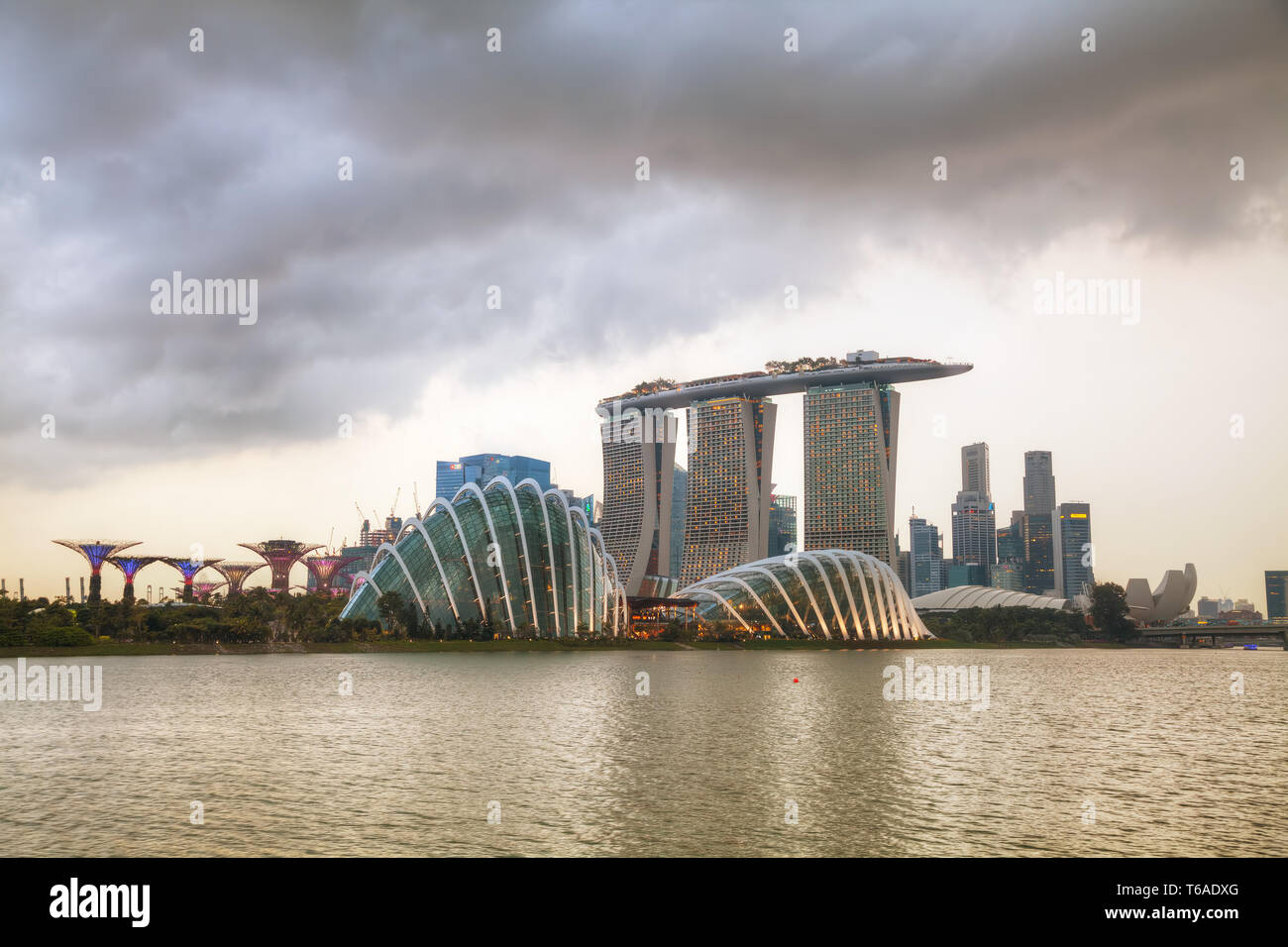 Singapore financial district with Marina Bay Sands Stock Photo