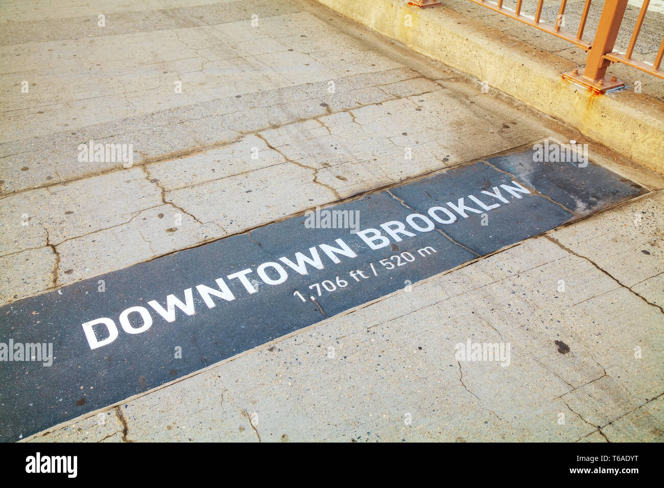 Brooklyn sign at the Brooklyn bridge in New York Stock Photo