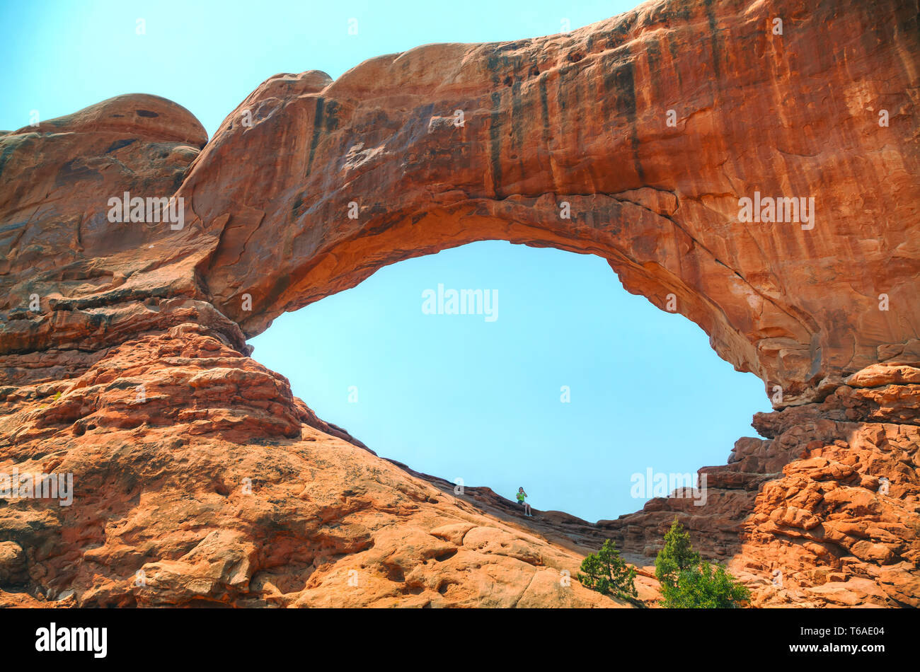 The North Window Arch at the Arches National Park Stock Photo