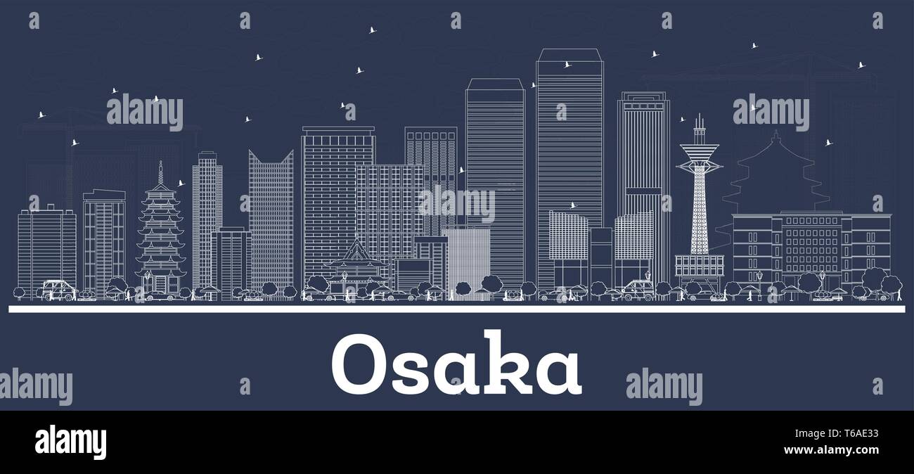 Outline Osaka Japan City Skyline With White Buildings Vector Illustration Business Travel And Concept With Modern Architecture Osaka Cityscape Stock Vector Image Art Alamy