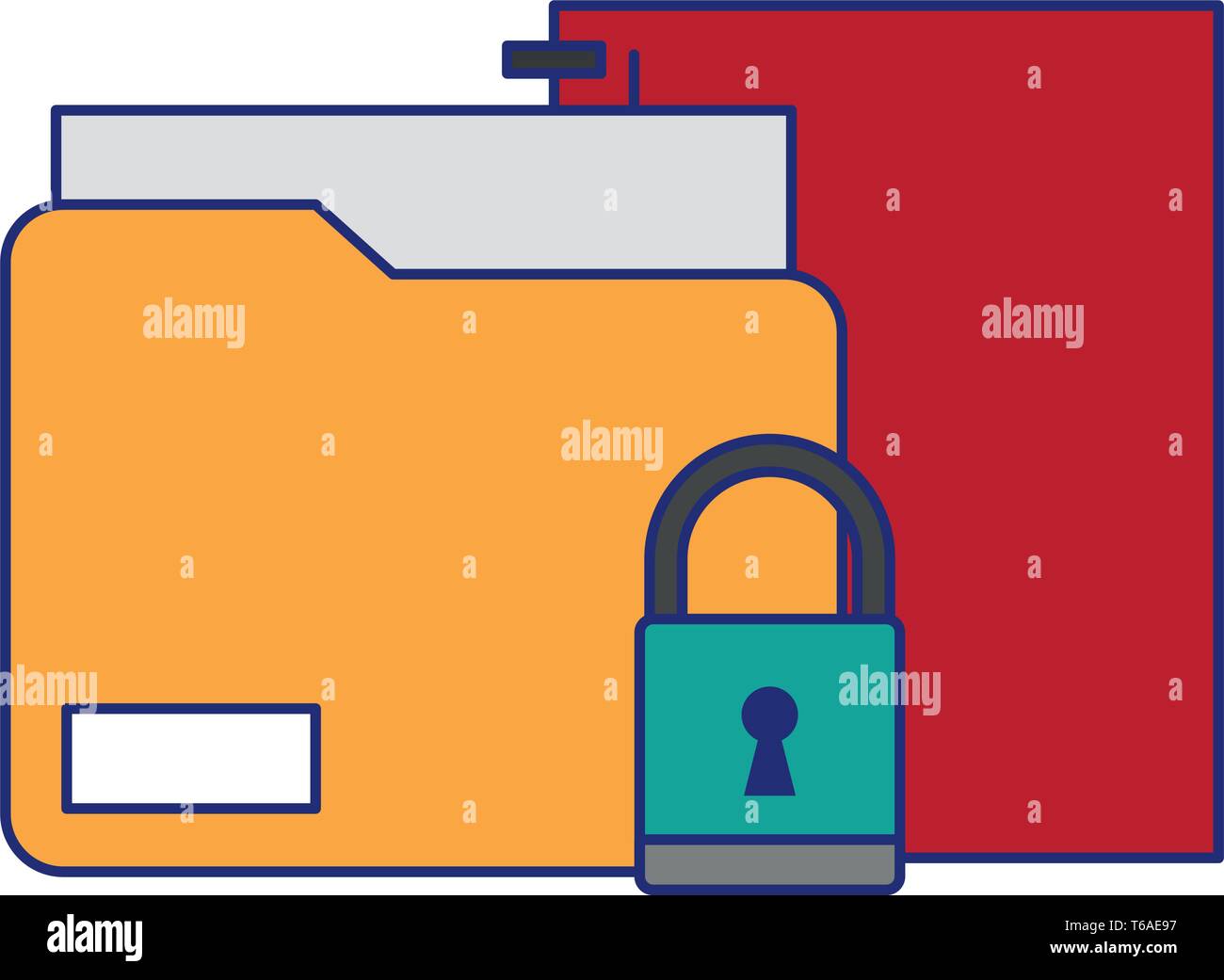 documents and padlock blue lines Stock Vector Image & Art - Alamy