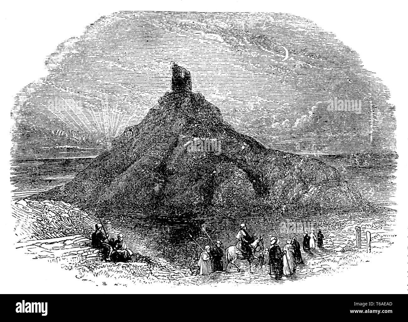 Hill of ruins Birs Nimrud,   1885 Stock Photo
