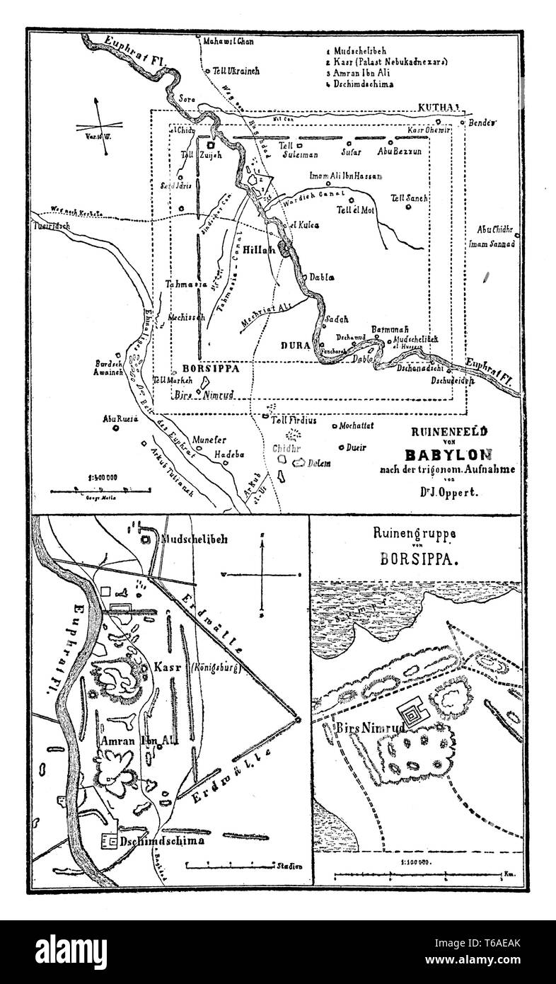 Ruins of Babylon (Maps),   1885 Stock Photo