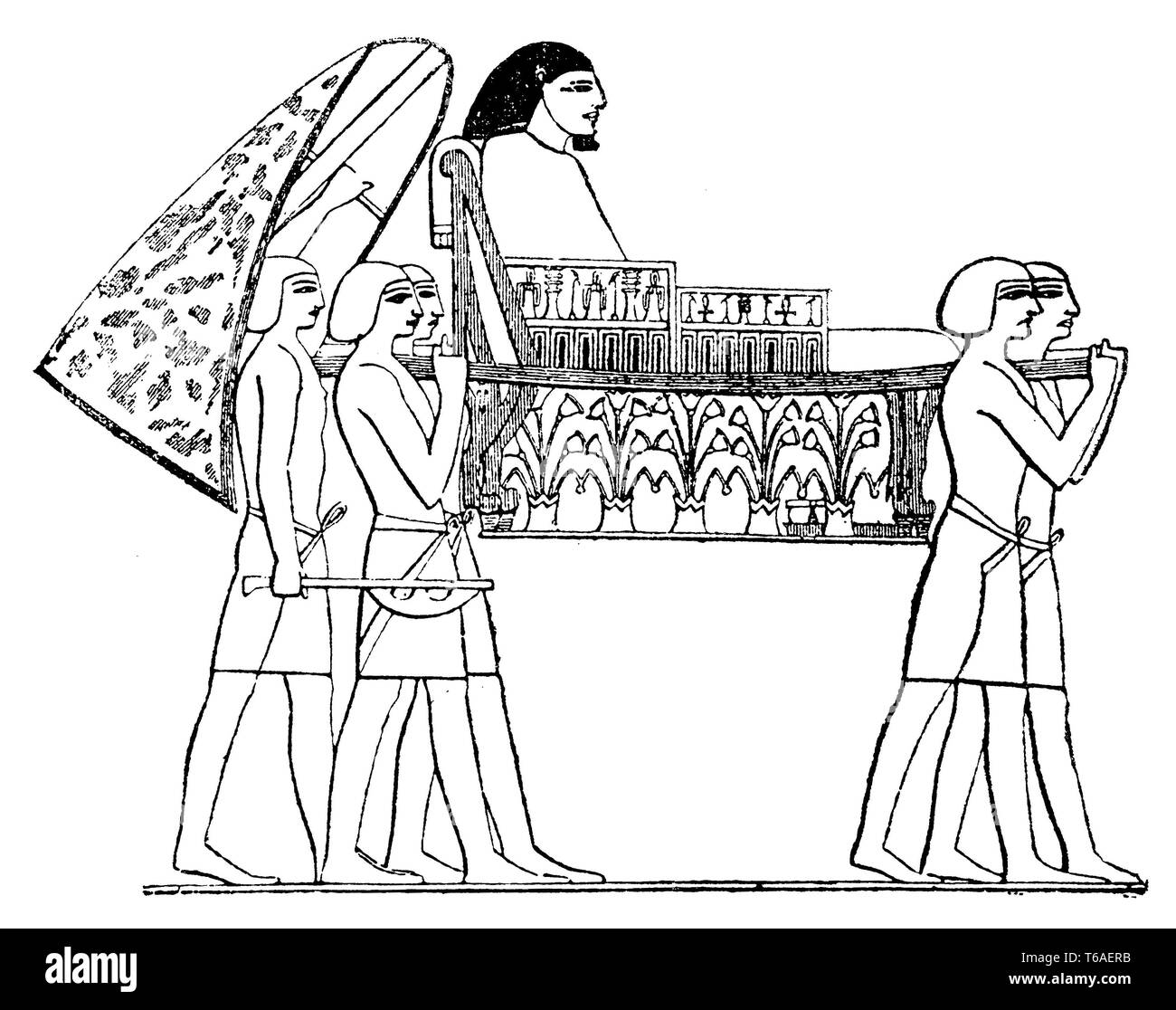 sedan chair of an Egyptian dignitary. After Wilkinson, 1885 Stock Photo