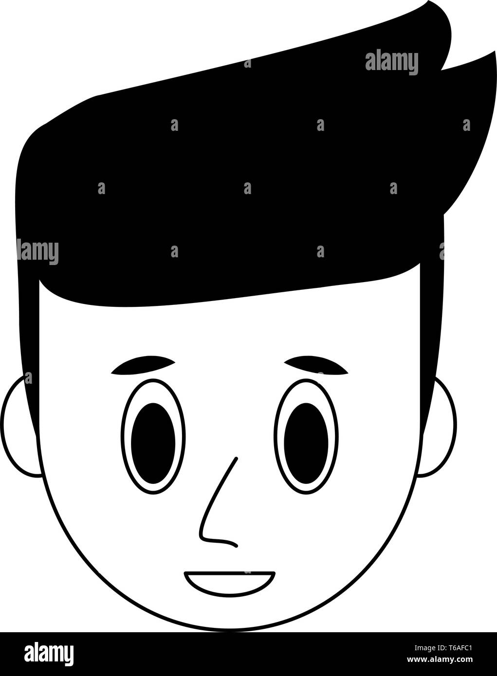 Young man face cartoon in black and white Stock Vector Image & Art - Alamy