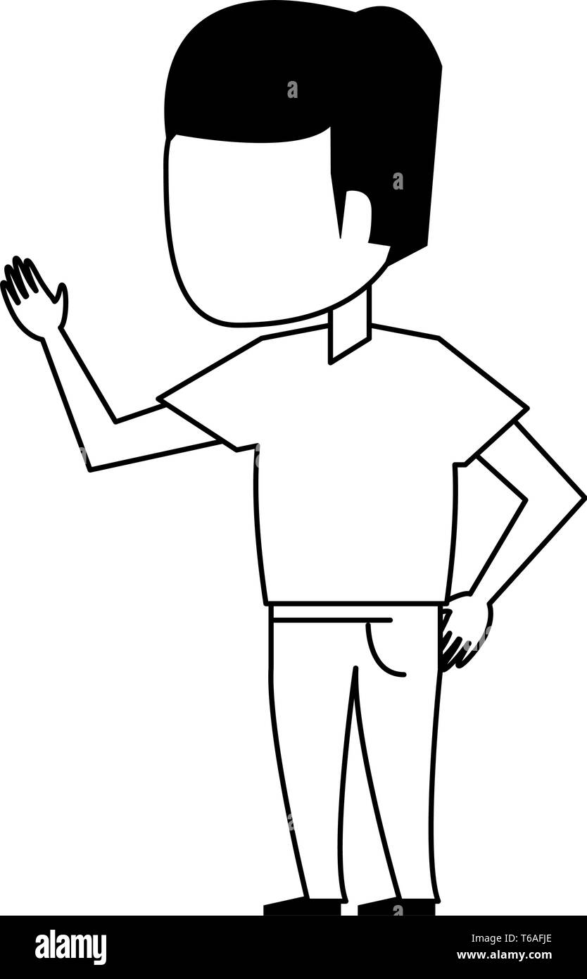 young man cartoon in black and white Stock Vector Image & Art - Alamy