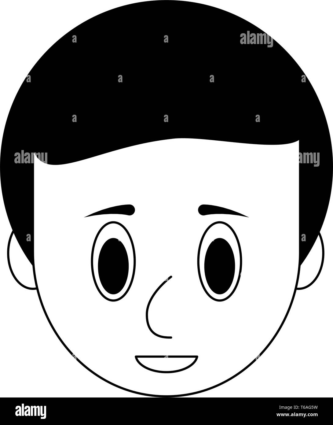 Young man face cartoon in black and white Stock Vector Image & Art - Alamy