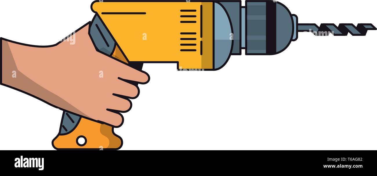 Hand with drill construction tool Stock Vector Image & Art Alamy