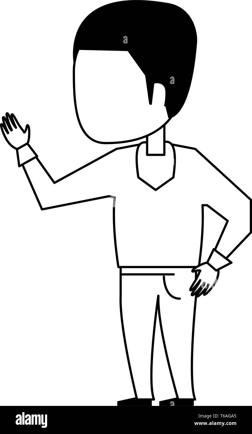 young man cartoon in black and white Stock Vector Image & Art - Alamy