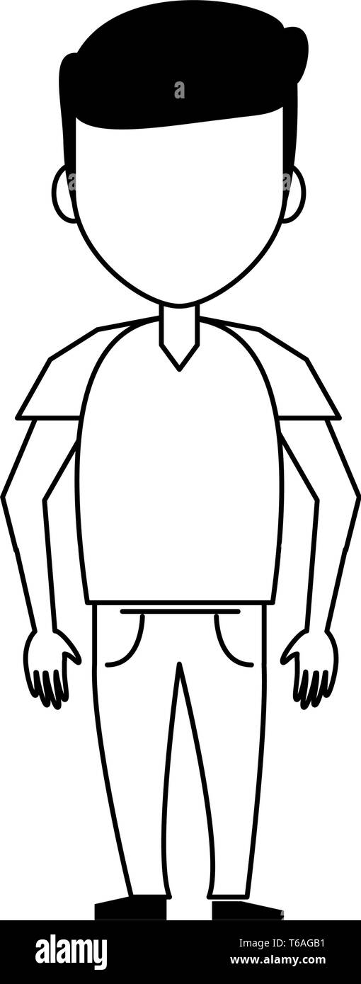 young man cartoon in black and white Stock Vector Image & Art - Alamy