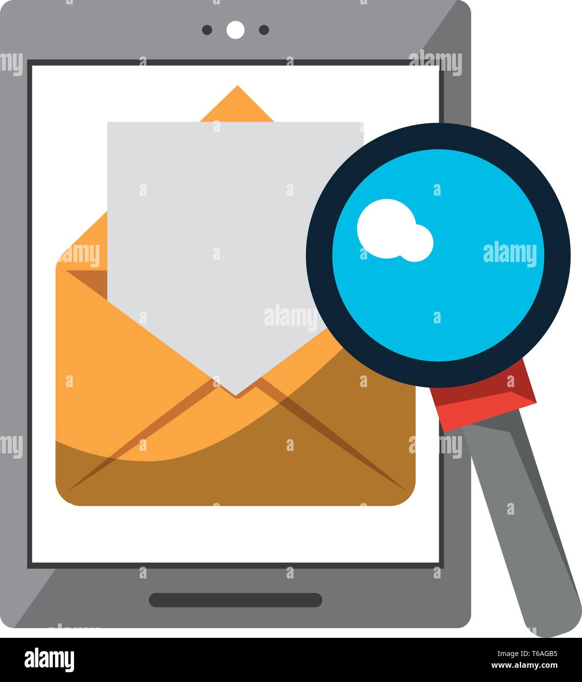 cellphone with documents and magnifying glass Stock Vector Image & Art ...