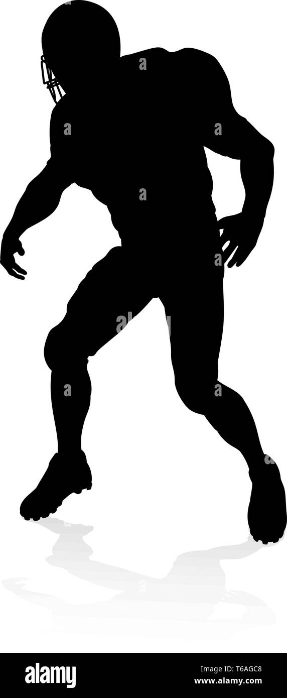 Silhouette American Football Player  Stock Vector