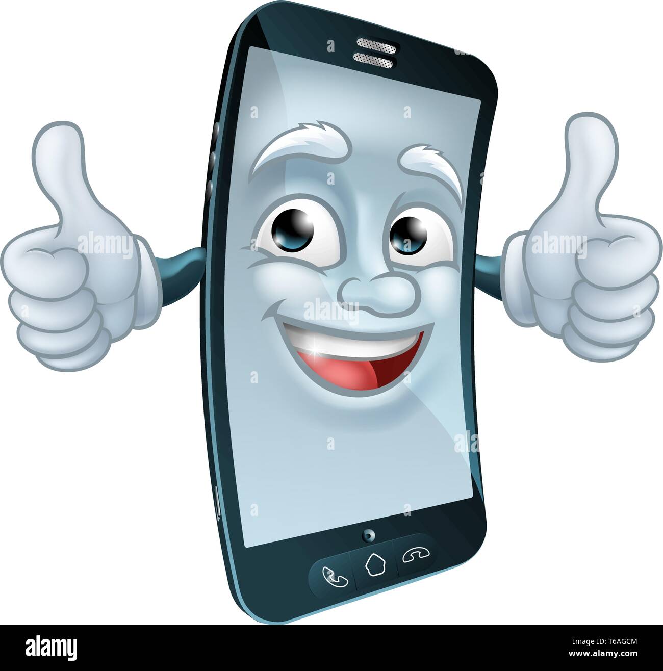Mobile Cell Phone Mascot Cartoon Character Stock Vector