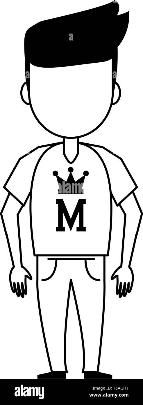 young man cartoon in black and white Stock Vector Image & Art - Alamy