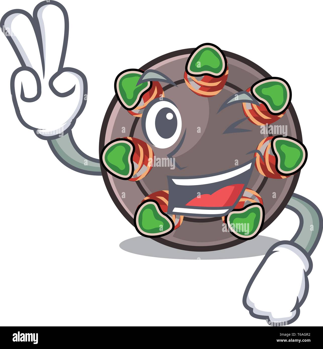 Two finger escargot is presented on character plates Stock Vector