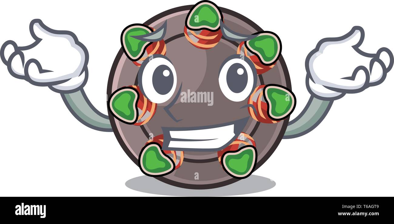 Grinning escargot is presented on character plates Stock Vector