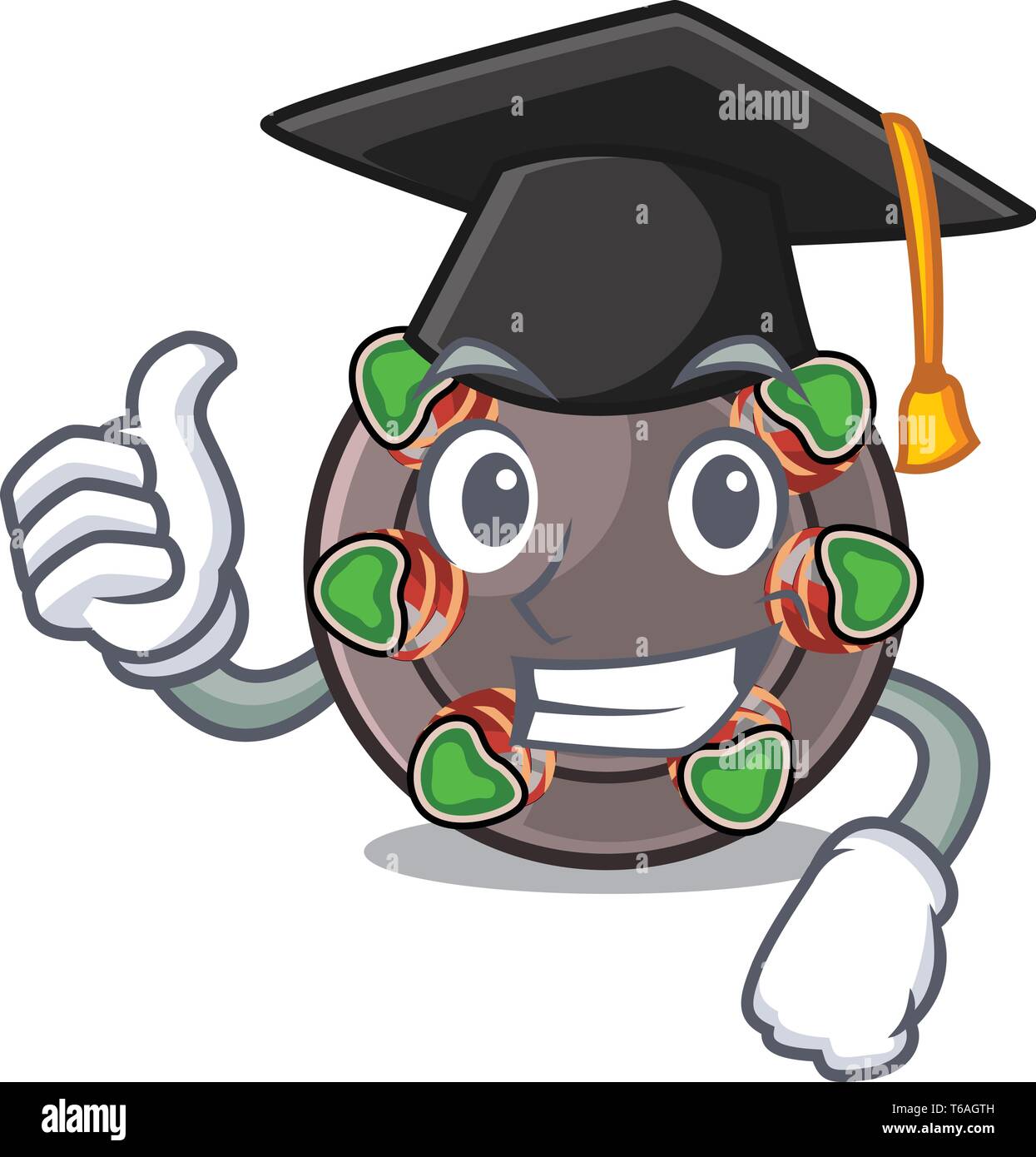 Graduation escargot is presented on character plates Stock Vector