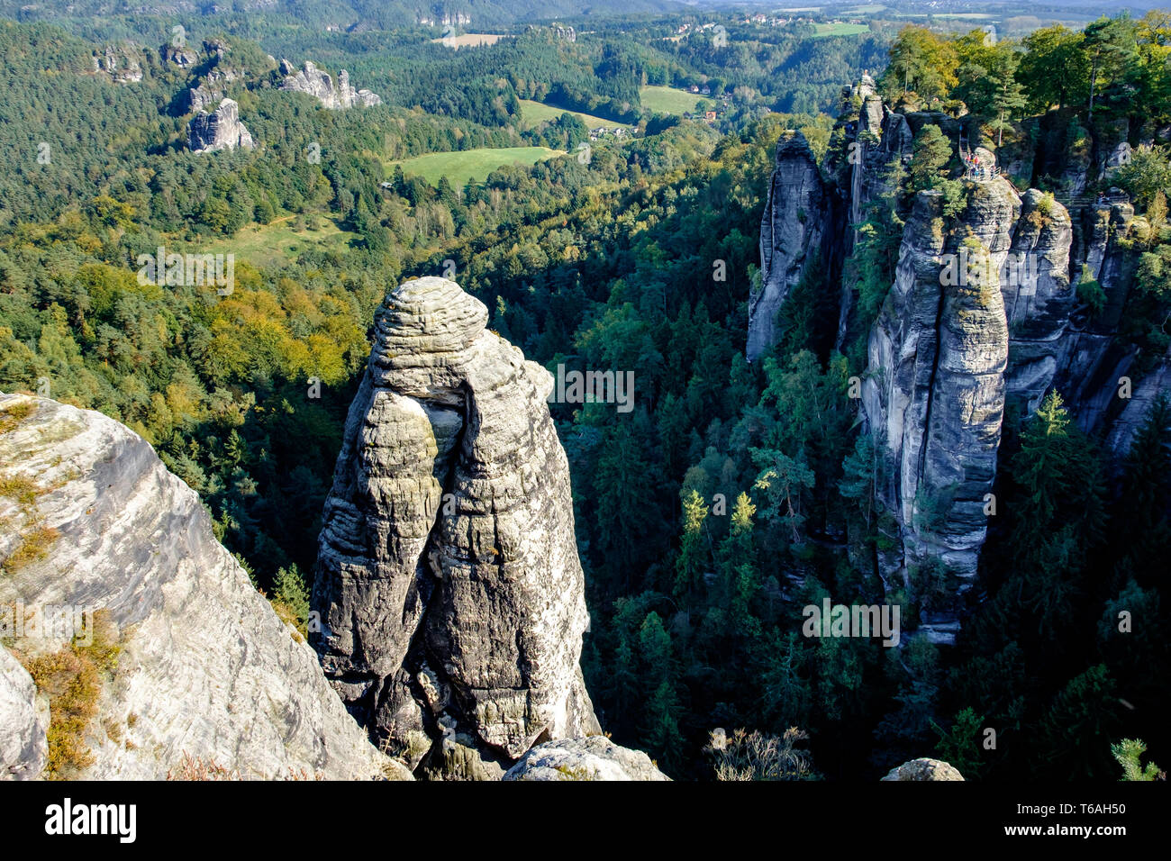 The Bastei Rocks, Elbe sandstone highlands, Saxon Switzerland National Park, Germany Stock Photo