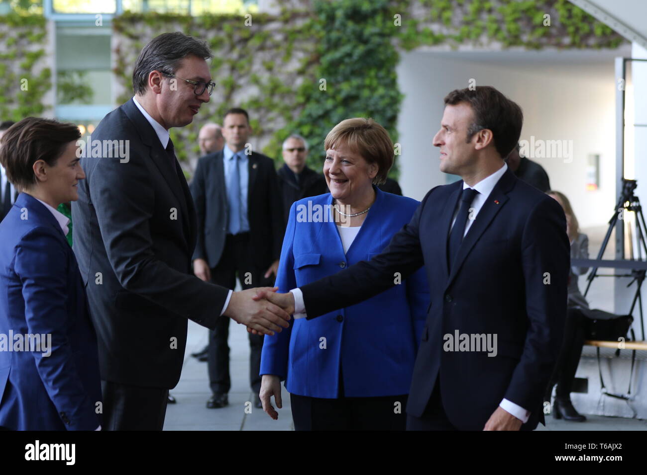29.04.2019, Berlin, Germany, Chancellor Angela Merkel, Emmanuel Macron