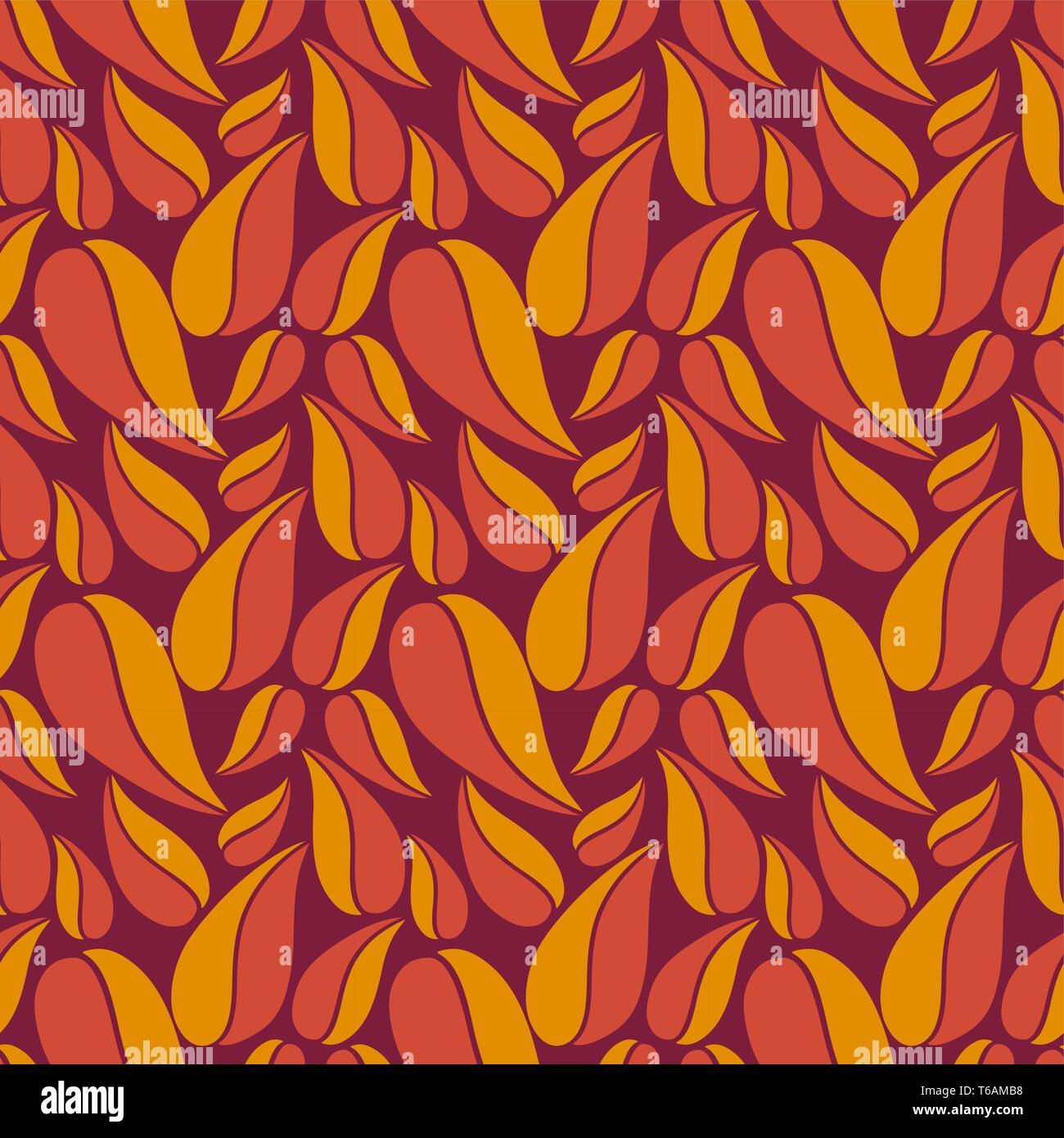Flat vector seamless patterns with simple leaves on colored background for textile, prints, wallpaper, wrapping, web etc. Stock Vector