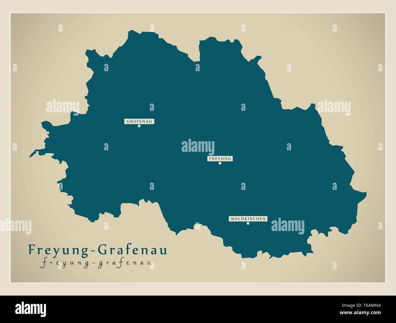 Modern Map - Freyung-Grafenau county of Bavaria DE Stock Vector