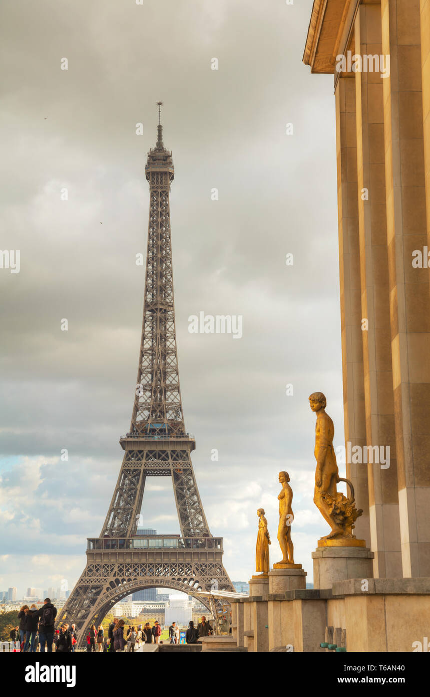 Cityscape with the Eiffel tower Stock Photo