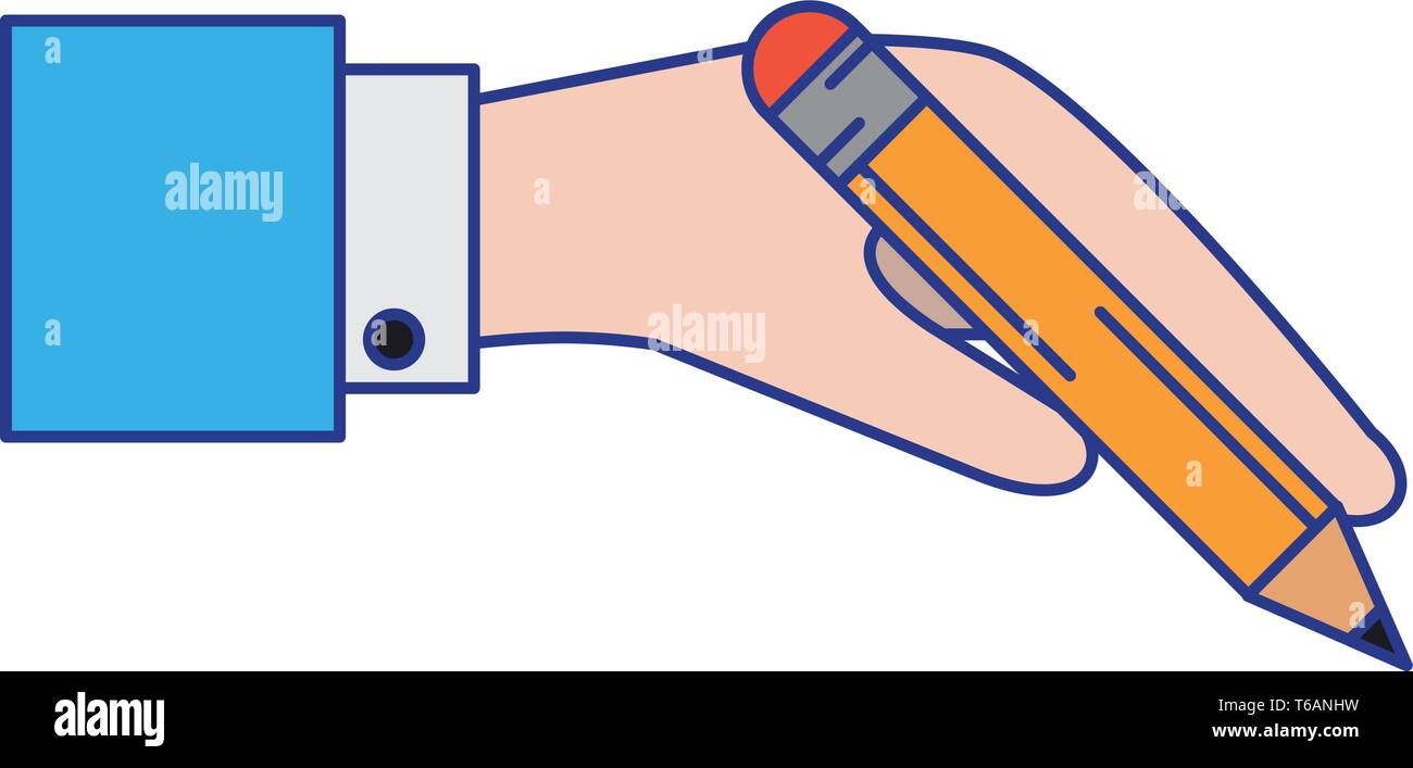 hand holding pencil Stock Vector Image & Art - Alamy