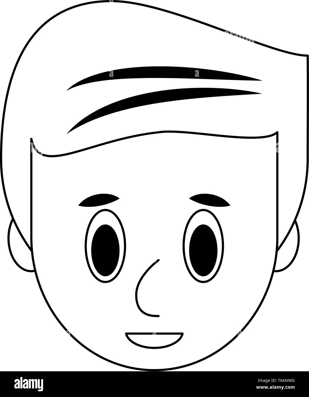 Young man face cartoon in black and white Stock Vector Image & Art - Alamy