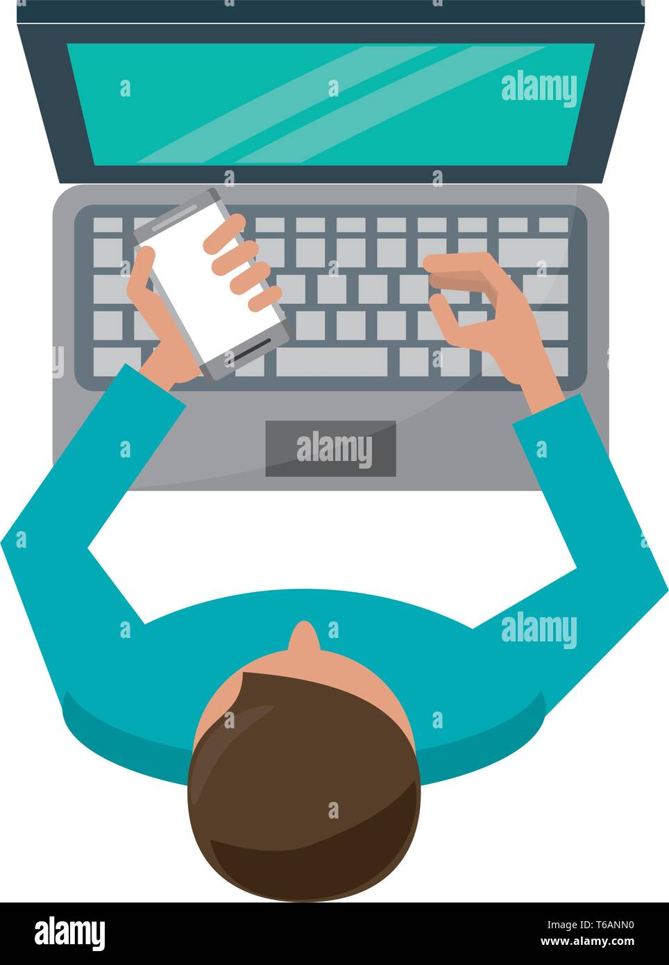Man looking screen laptop Stock Vector Images - Alamy
