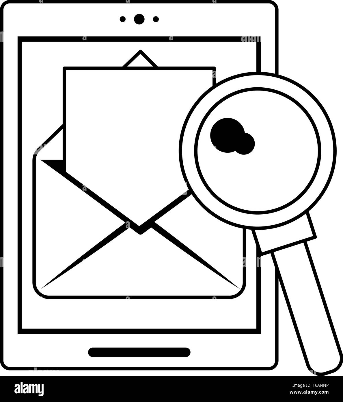 cellphone with documents and magnifying glass Stock Vector Image & Art ...